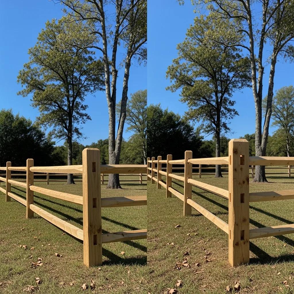 Comparison of 2-rail and 3-rail split rail fences in a natural setting