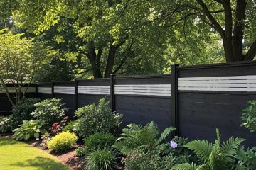 Stylish privacy fence in a Burlington, NC backyard with lush greenery
