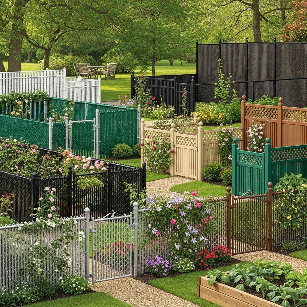 Variety of customizable chain link fences in different colors and styles