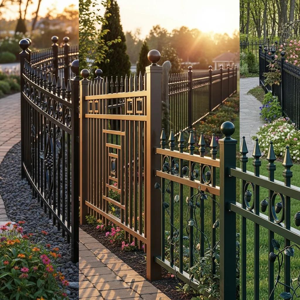 Variety of ornamental iron fence designs and customization options for residential properties